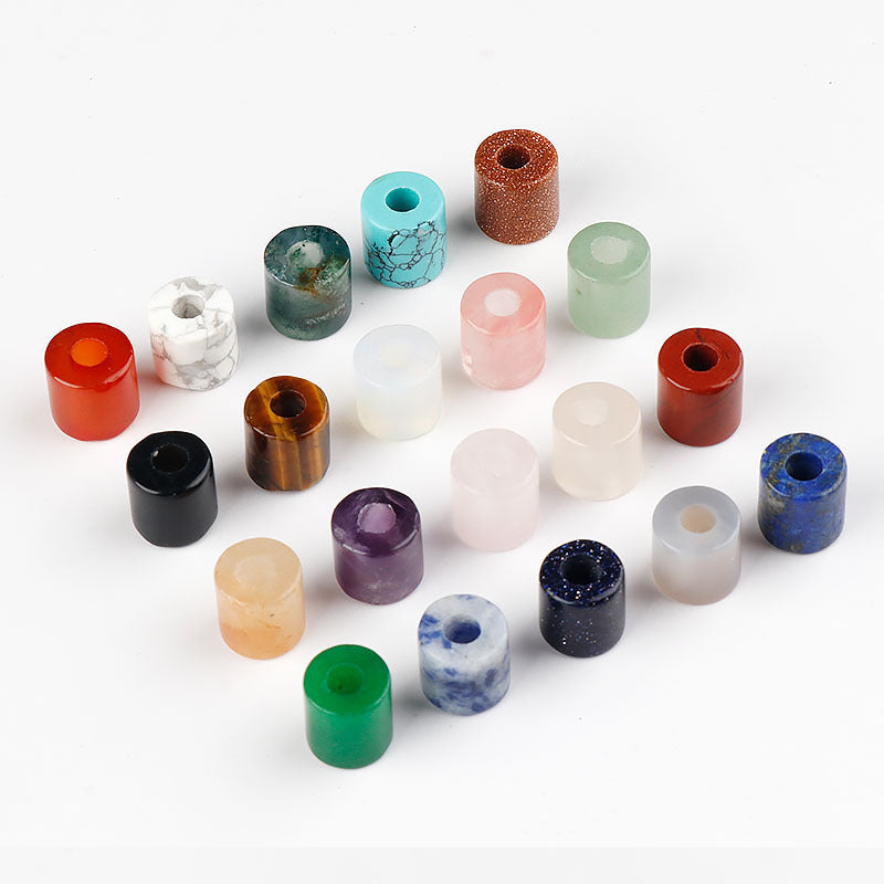 9×9mm Natural Stone Cylinder Beads – 4mm Large Hole Beads for DIY Cord Bracelet & Necklace Making