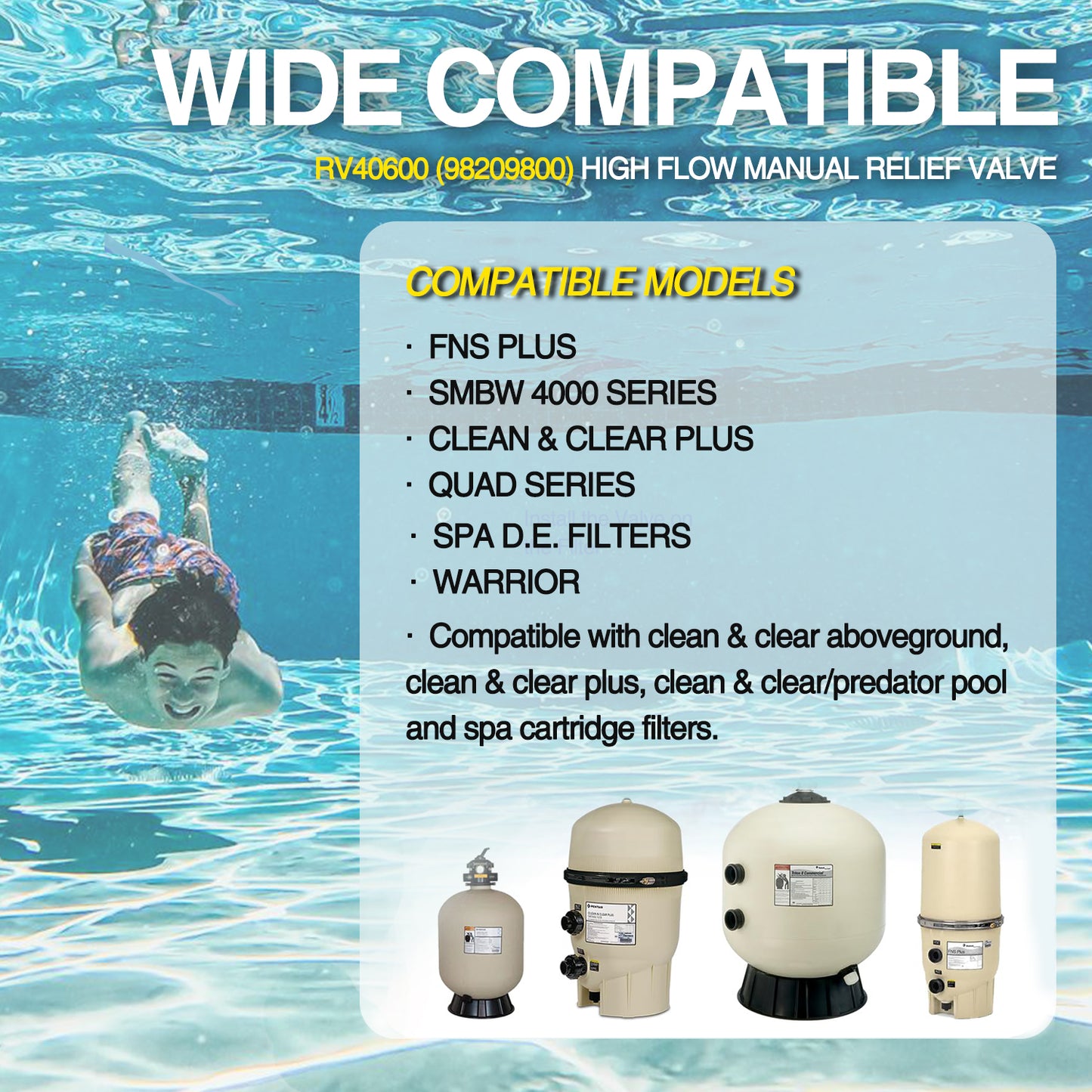 RV40600 (98209800) Brass Air Relief Valve | Compatible with Pool Filter Systems - FNS, Clean and Clear, Quad DE, 4000 Series Filters I Essential Pool Maintenance Accessory