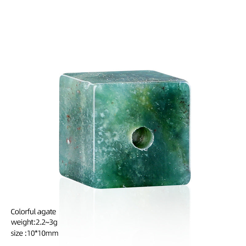10mm Crystal Cube Beads (2mm Large Hole) – Natural & Synthetic Stone Spacer Beads for DIY Bracelet & Necklace Making