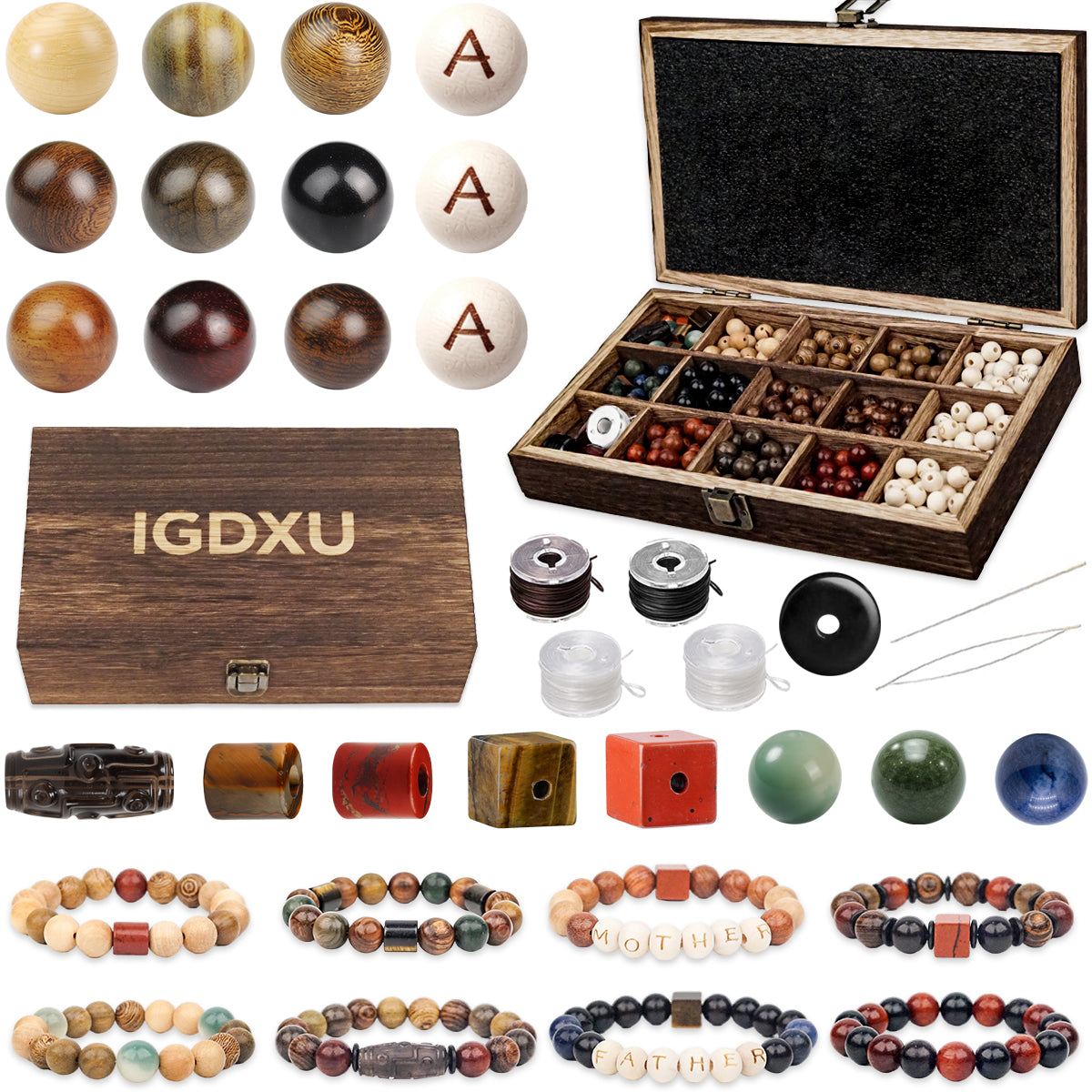 349PCS Wooden Beads Bracelet Making Kit