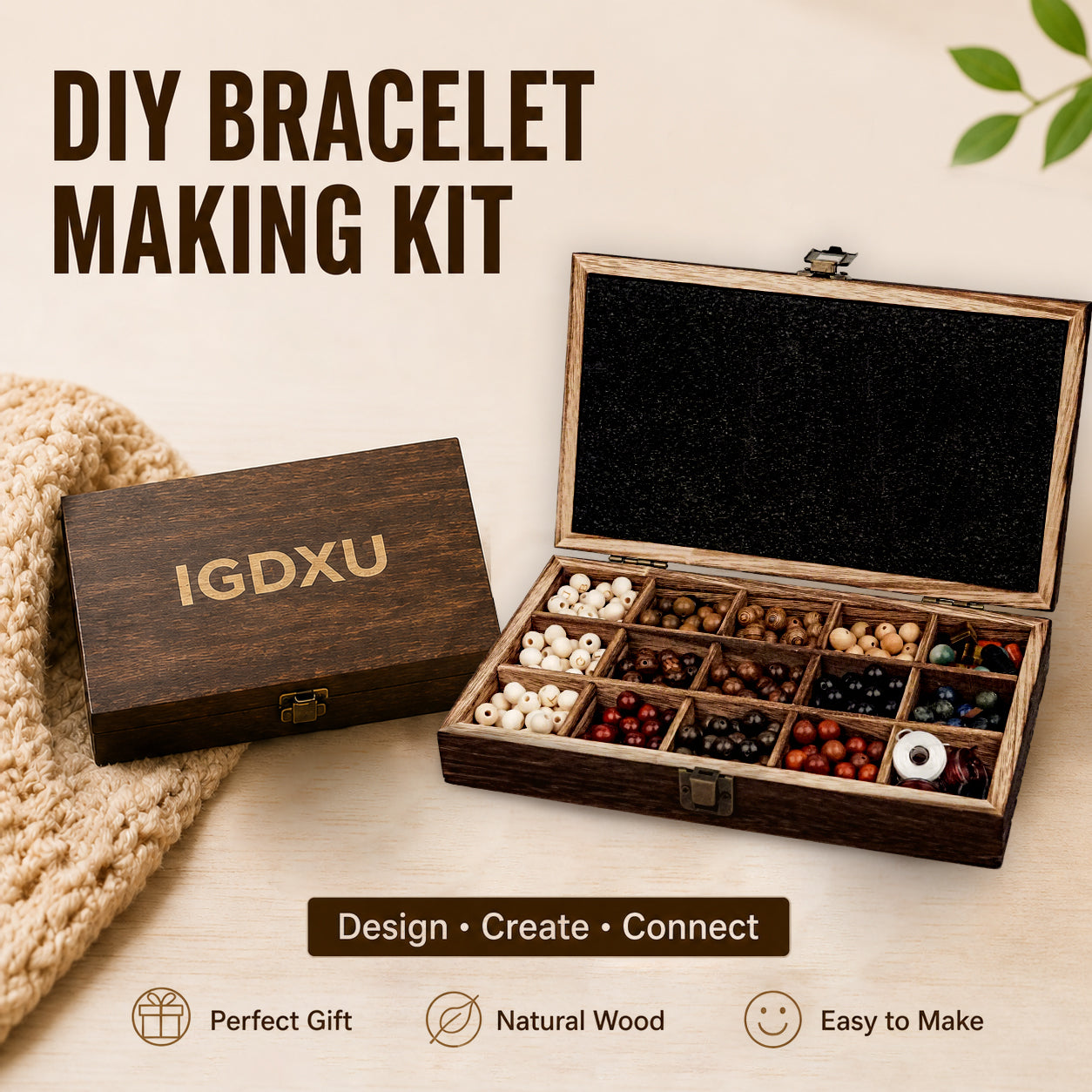 349PCS Wooden Beads Bracelet Making Kit