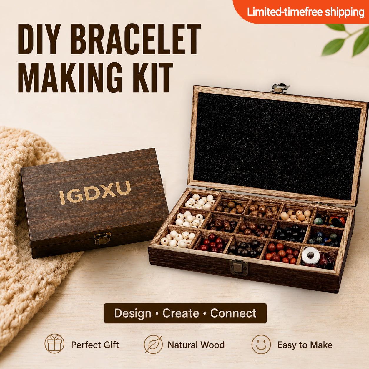 Wooden Bead Bracelet Kit - Everything You Need to Make Bracelets at Home
