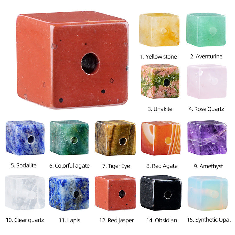 10mm Crystal Cube Beads (2mm Large Hole) – Natural & Synthetic Stone Spacer Beads for DIY Bracelet & Necklace Making