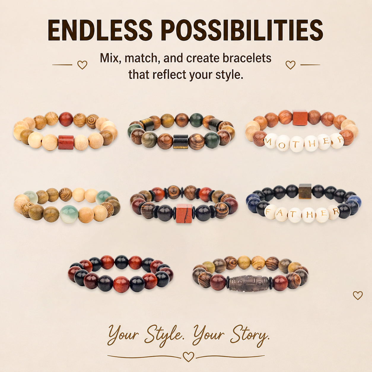 349PCS Wooden Beads Bracelet Making Kit
