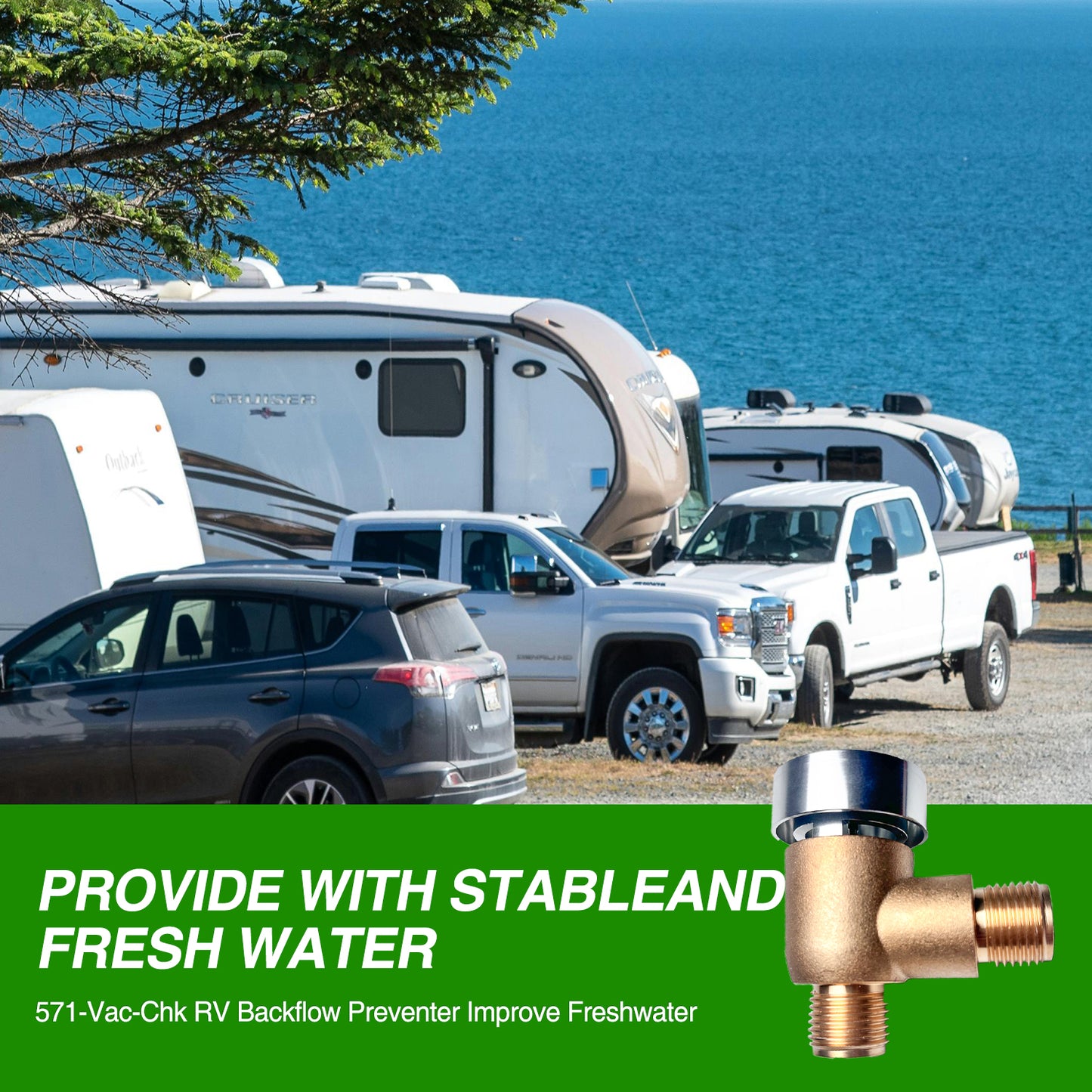 Upgraded Brass RV Vacuum Breaker Check Valve, 571-VAC-CHK-A Camper Trailer Flusher Check Valve fit for b&b Model 571 Check valve Replace Leaking Vacuum Breaker on Black Tank System 1/2 DN Male Visit the Aimery Store