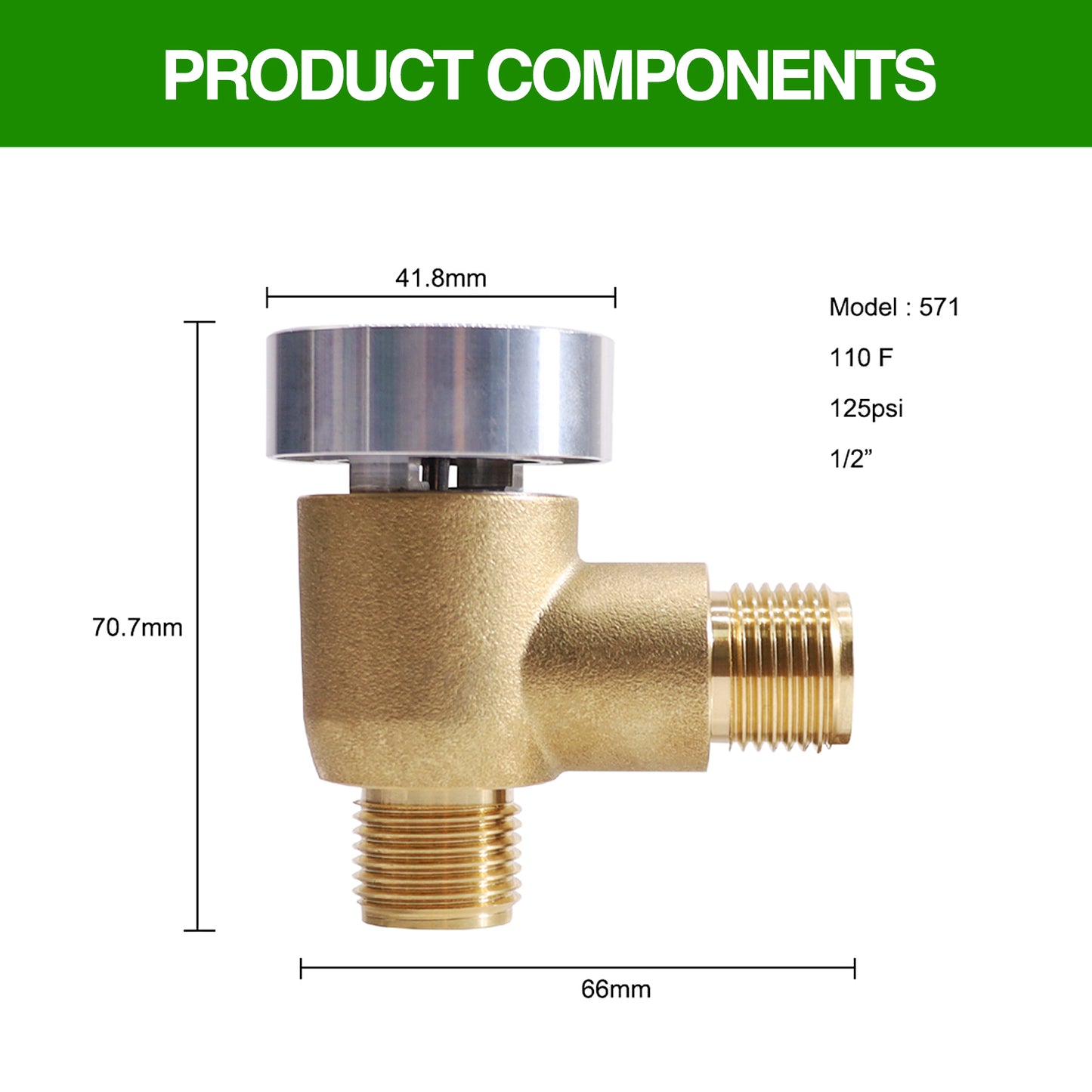 Upgraded Brass RV Vacuum Breaker Check Valve, 571-VAC-CHK-A Camper Trailer Flusher Check Valve fit for b&b Model 571 Check valve Replace Leaking Vacuum Breaker on Black Tank System 1/2 DN Male Visit the Aimery Store