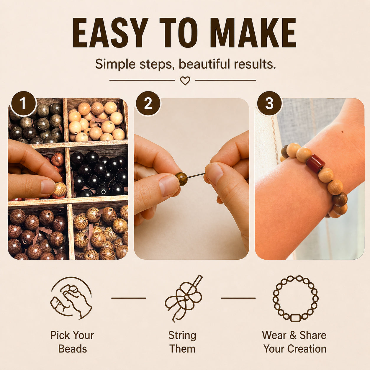 349PCS Wooden Beads Bracelet Making Kit
