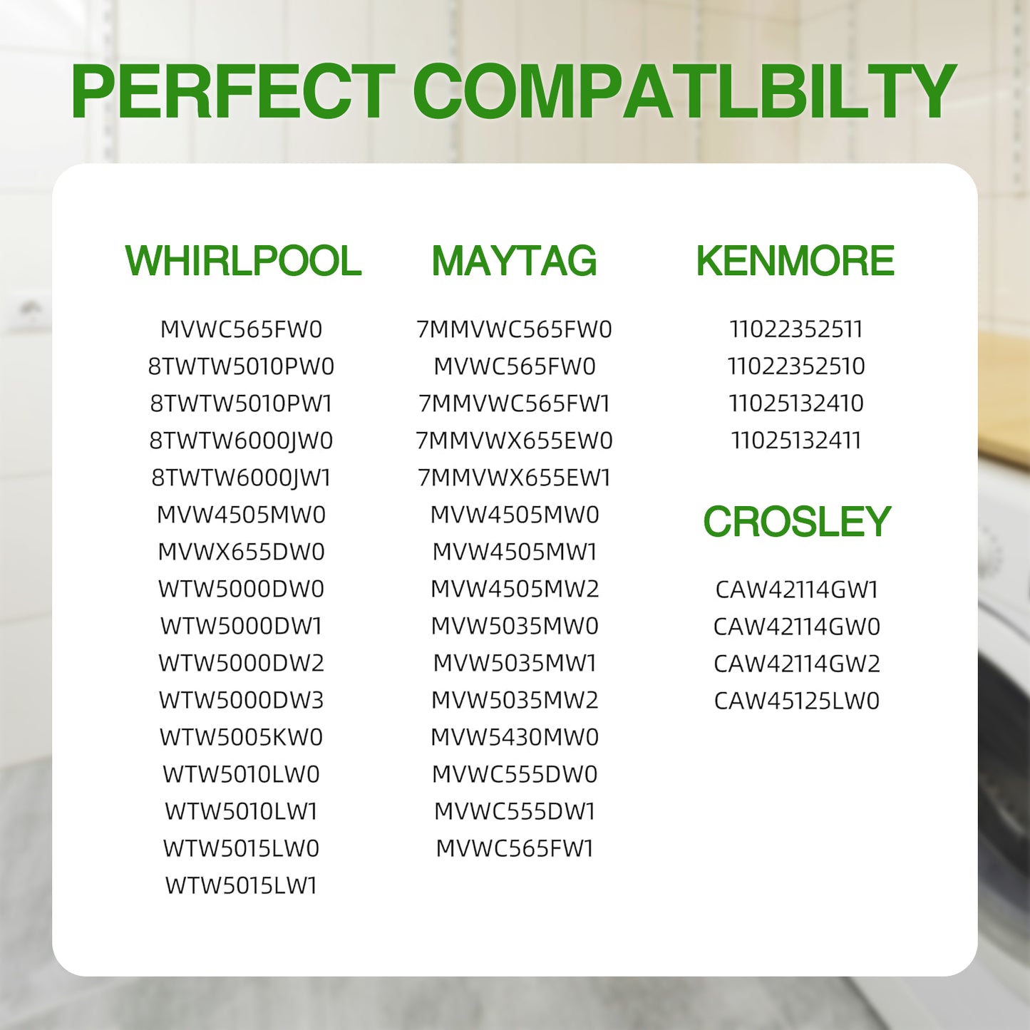 Updated W11130362 WTW5000DW2 WTW5000DW3 WTW5000DW1 MVWX655DW1 MVWC565FW1 Washer Suspension Rod Kit for Whirlpool Maytag Kenmore Washer - Replaces W10594080