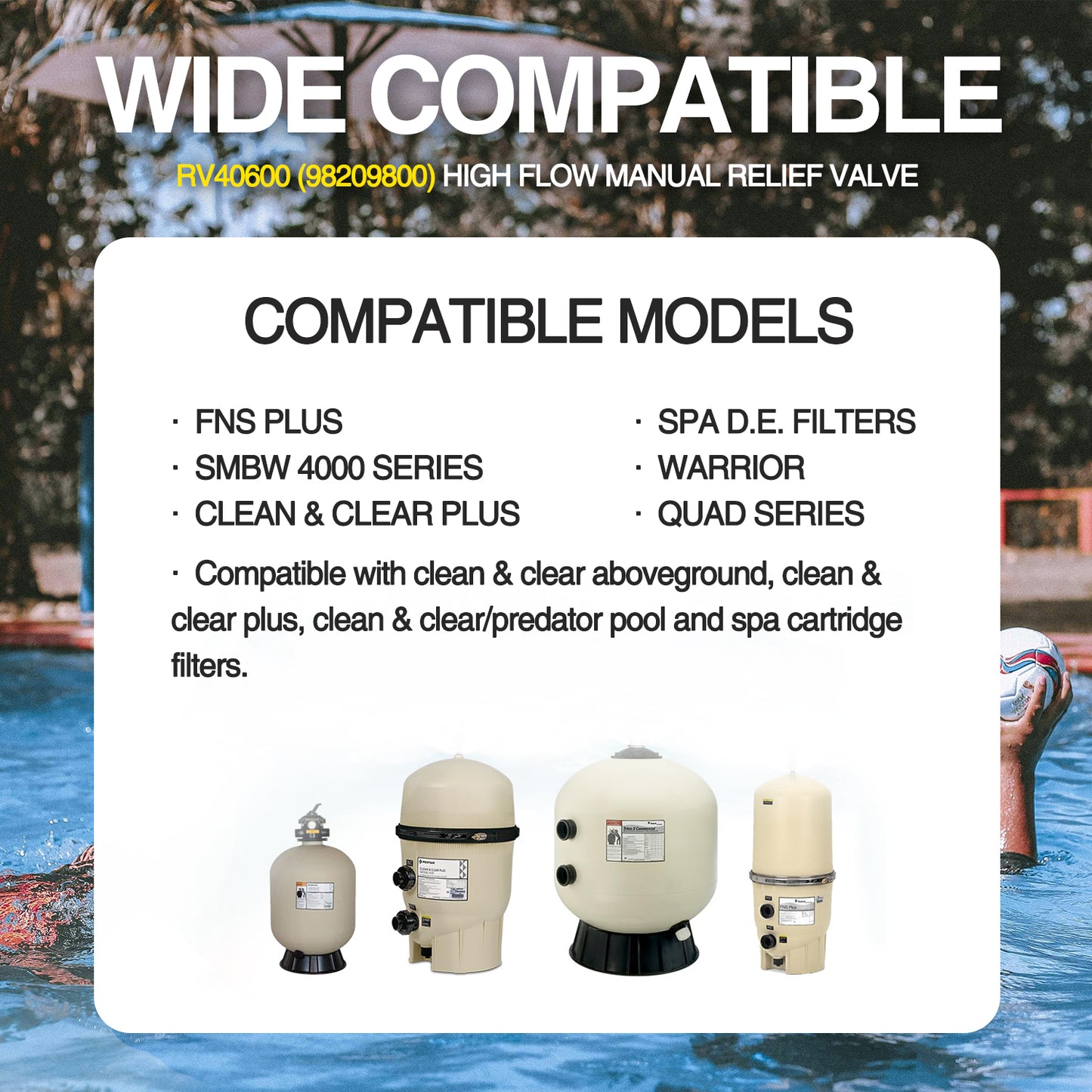 Upgraded RV40600 (98209800) Brass Air Relief Valve（Night light） | Compatible with Pool Filter Systems - FNS, Clean and Clear, Quad DE, 4000 Series Filters I Essential Pool Maintenance Accessory