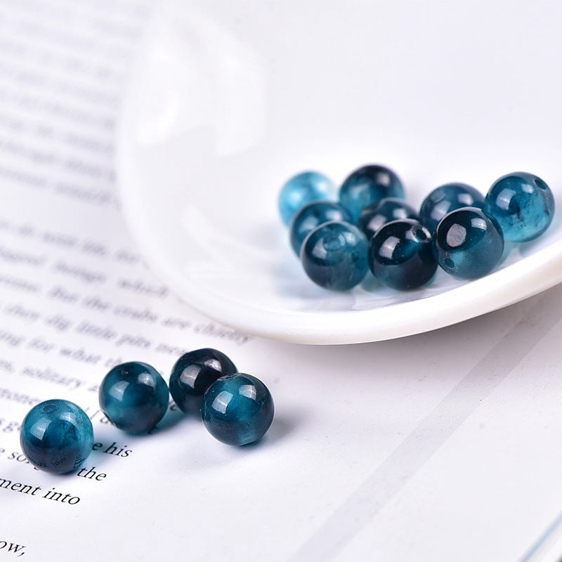 Ice Blue Chalcedony Beads with Floral Pattern – Natural Gemstone Beads for DIY Bracelet & Jewelry Making