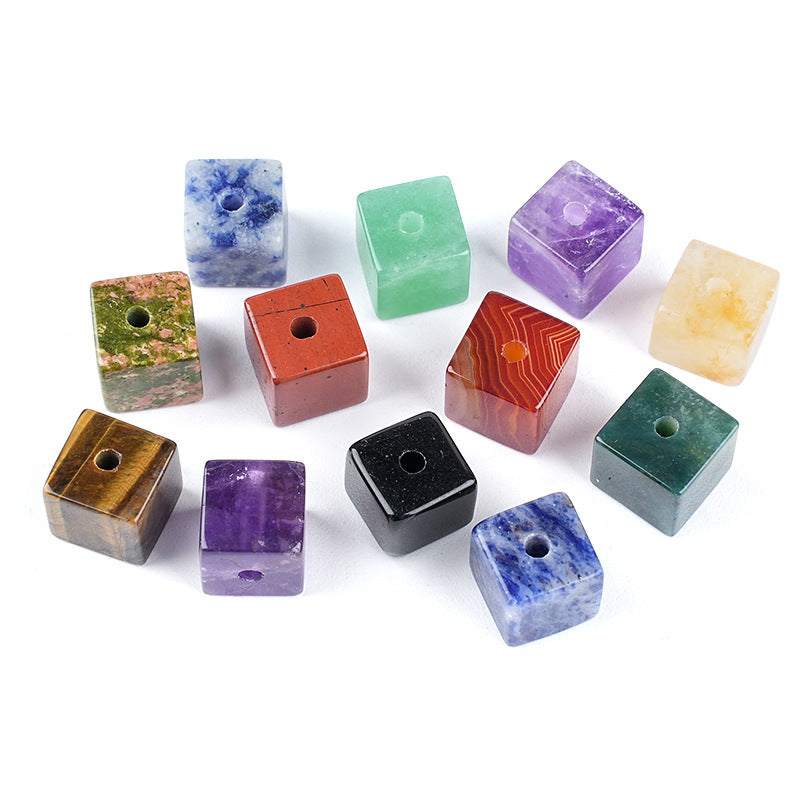 10mm Crystal Cube Beads (2mm Large Hole) – Natural & Synthetic Stone Spacer Beads for DIY Bracelet & Necklace Making