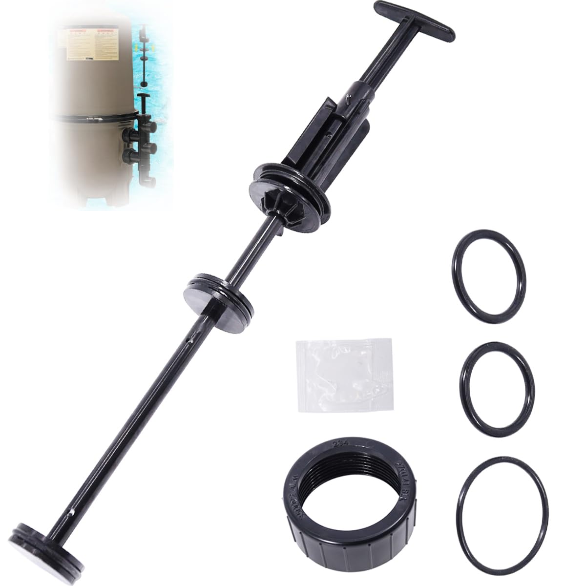 263055 Piston Shaft Assembly Replacement Kit, Compatible with Pentair PVC Slide Pool, FNS Plus Pool Backwash Valve and Spa Valve, Replace Model 263064, 263052, 263053, 263078, and 263079